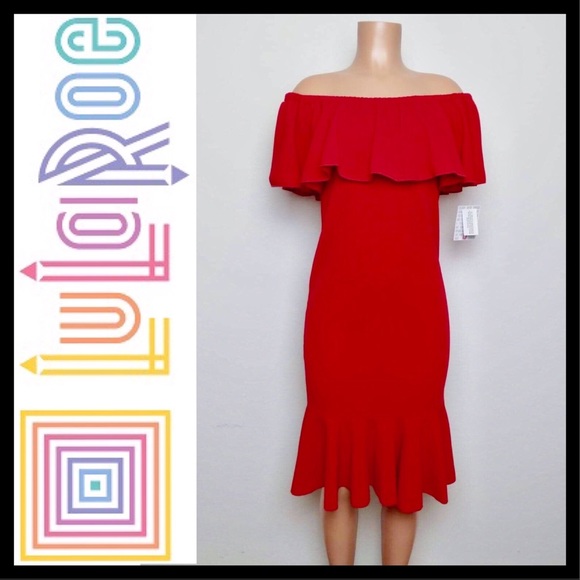 LuLaRoe Cici Mermaid Dress Small 6-8 Red - Picture 2 of 7